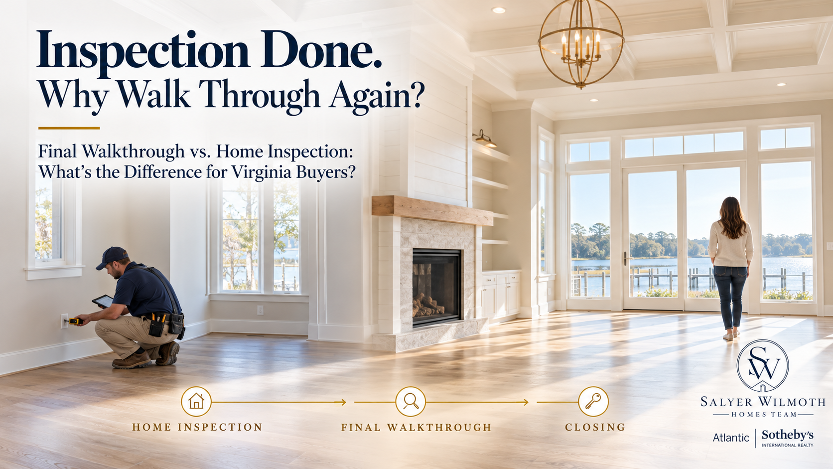 Virginia home buyer comparing a home inspection with a final pre-settlement walkthrough before closing