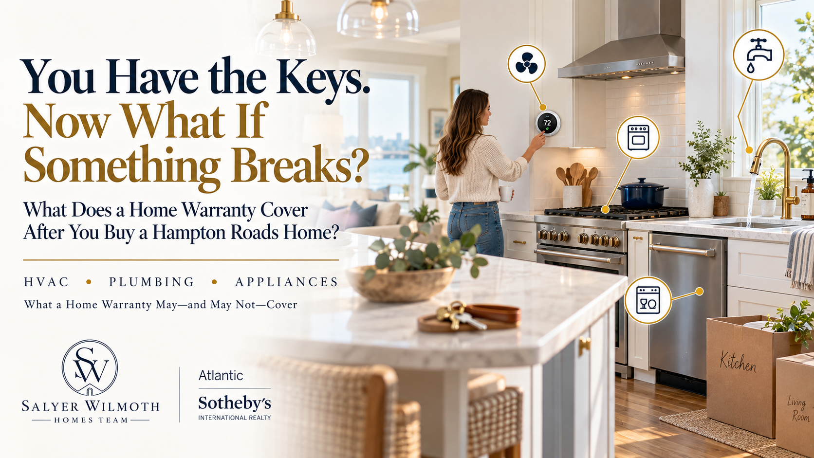 Hampton Roads homeowner after closing with home systems and appliances representing home warranty coverage