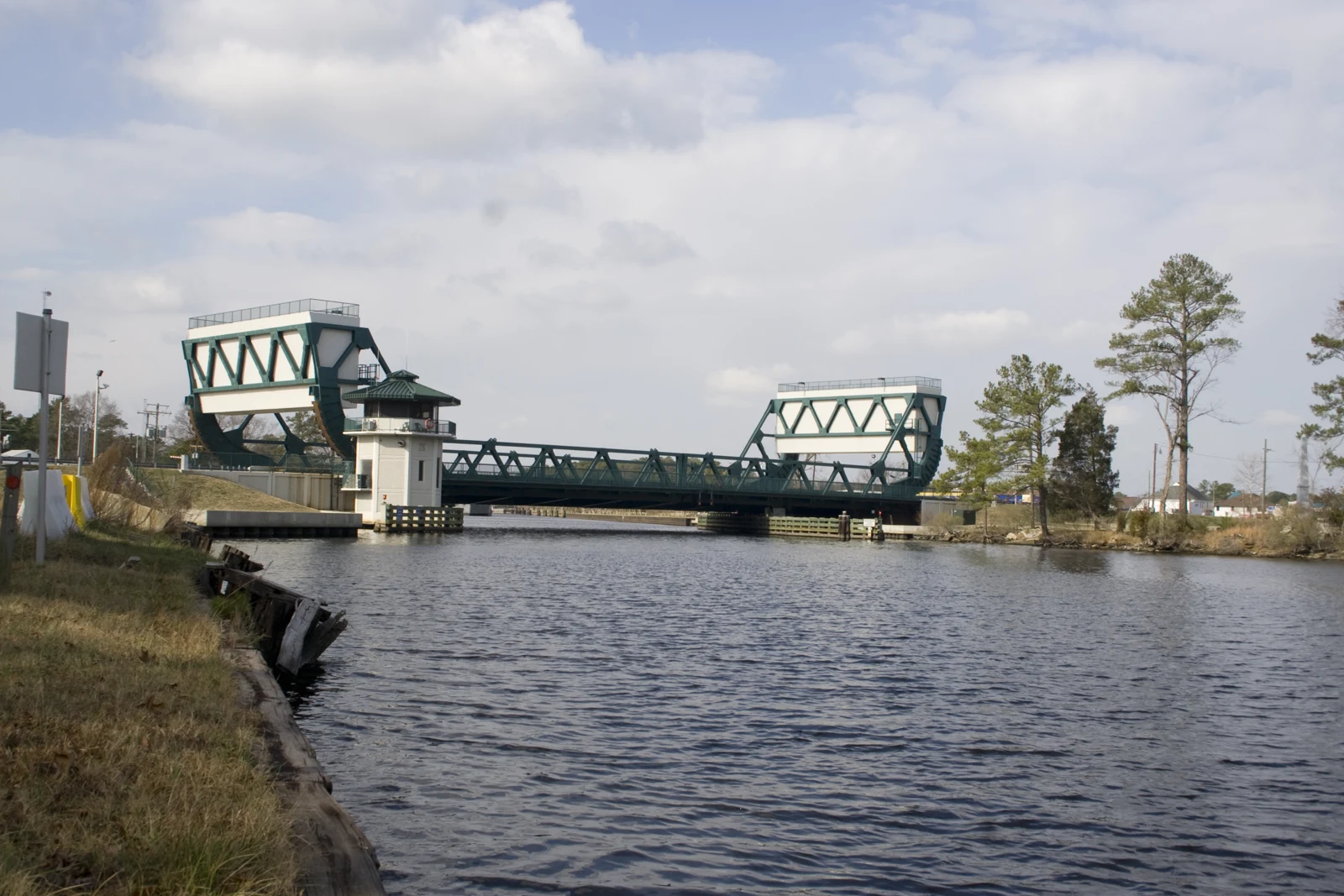 Great Bridge lift bridge over the Albemarle and Chesapeake Canal in Chesapeake, photographed January 15, 2008